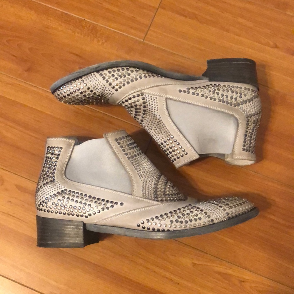 Grey studded booties